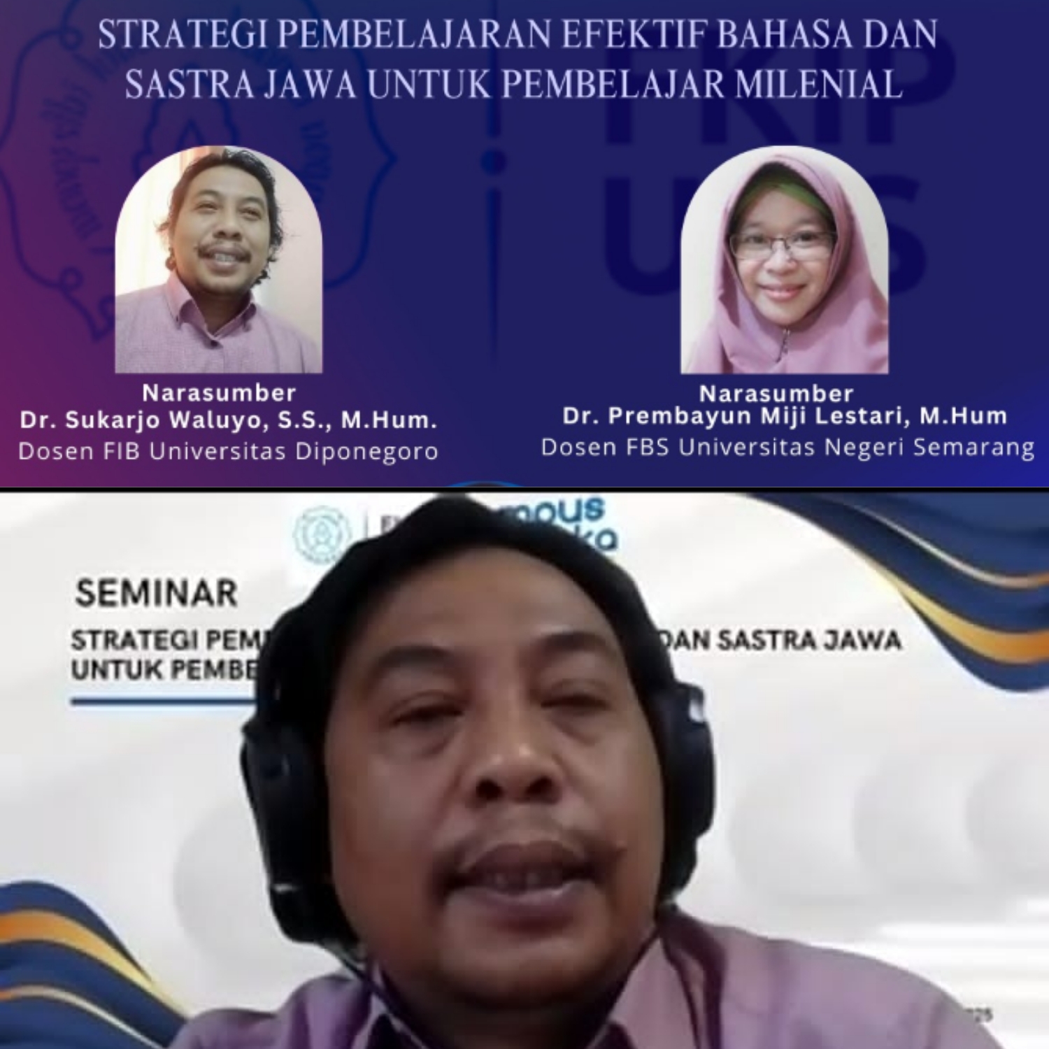 Dosen FIB Undip, Dr. Sukarjo Waluyo, S.S., M.Hum. Mengisi Seminar di FKIP UNS pada 16 April 2025.