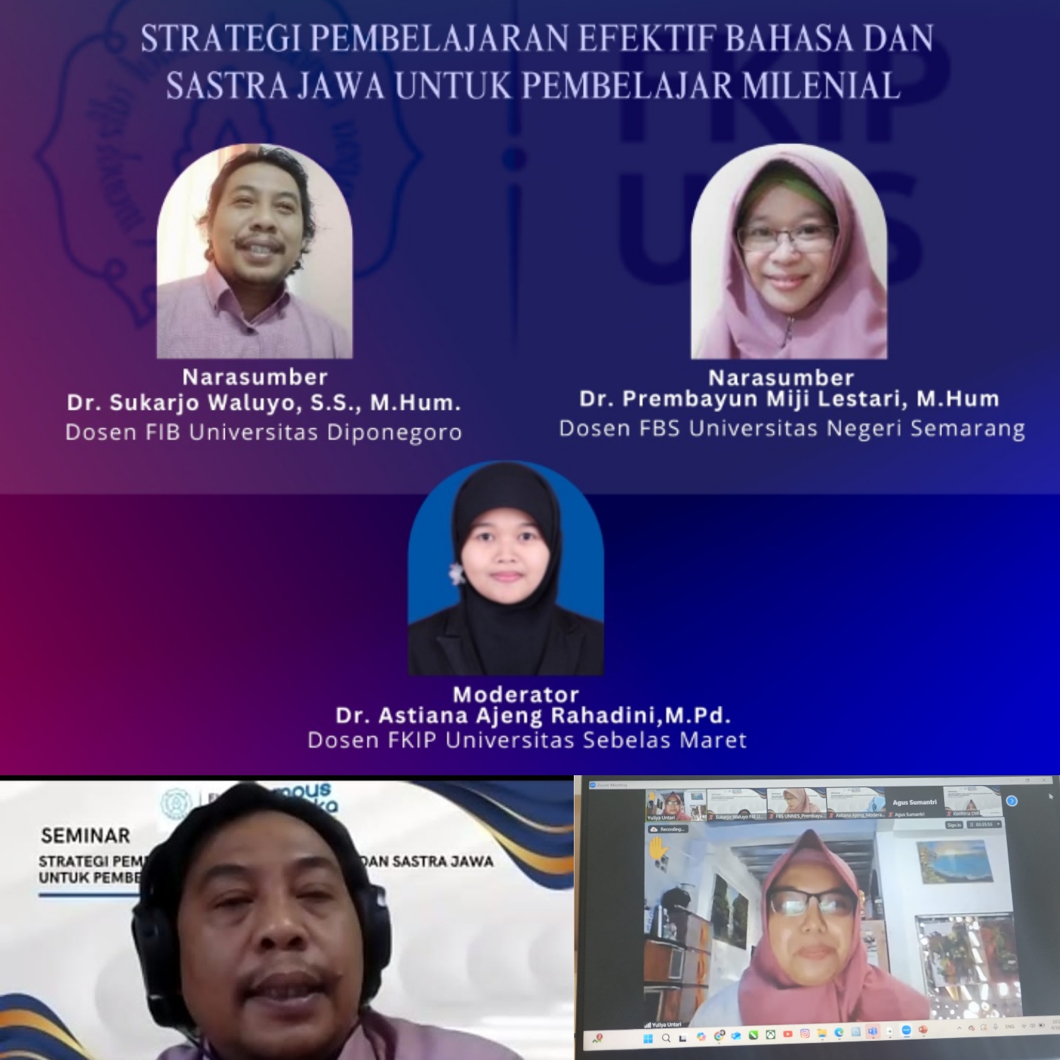 Dosen FIB Undip, Dr. Sukarjo Waluyo, S.S., M.Hum. Mengisi Seminar di FKIP UNS pada 16 April 2025.