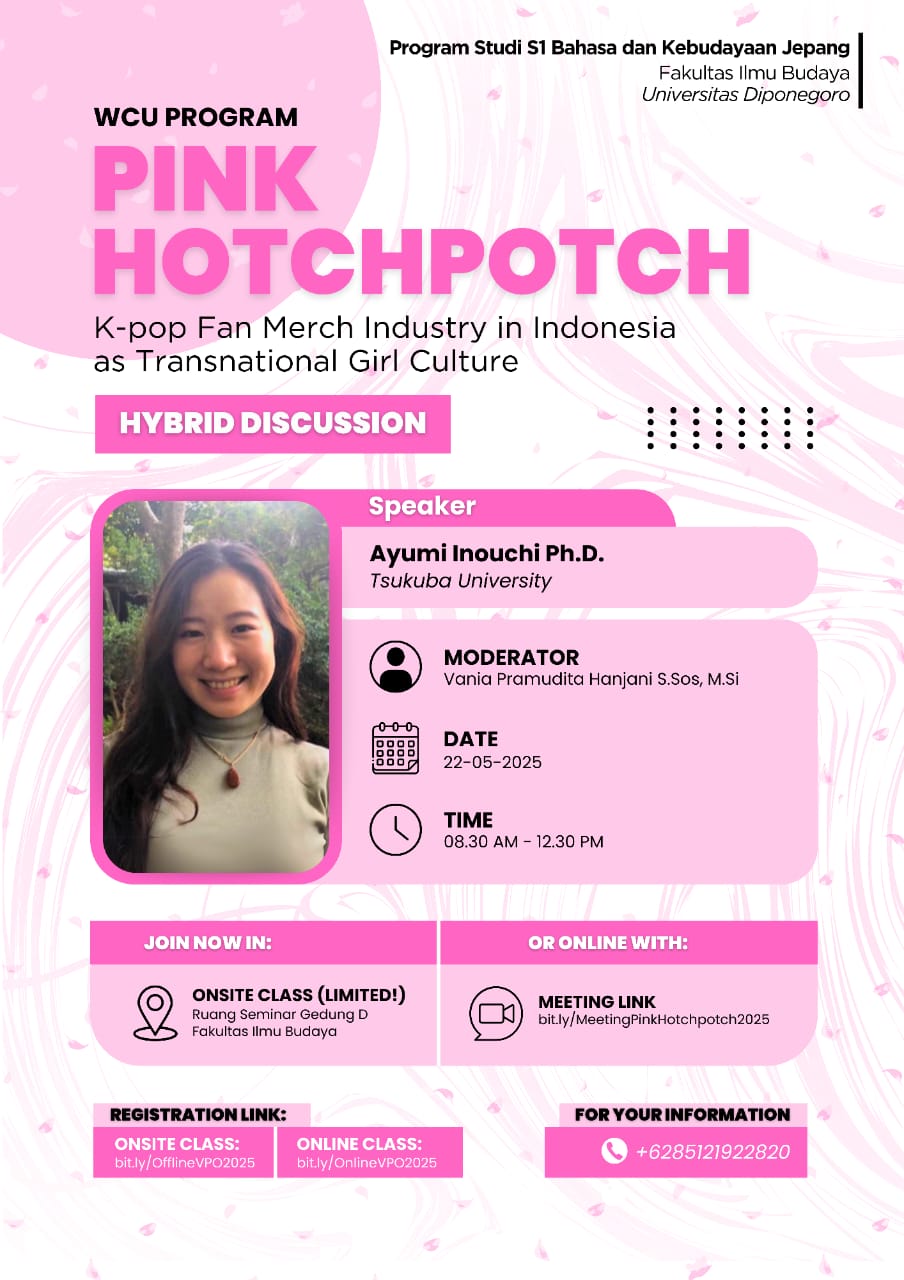 Visiting Professor Prodi BKJ FIB Undip Bersama Ayumi Inouchi, Ph.D. dari Tsukuba University.